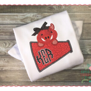 539 Razorback Megaphone Football Mascot Applique Design