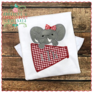 540 Elephant Megaphone Football Mascot Applique Design