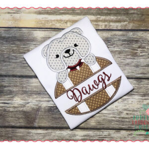 542 Split Football Bulldog Mascot Applique Design