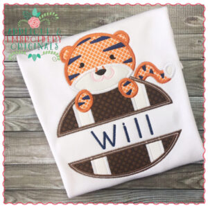 547 Split Football Tiger Mascot Applique Design