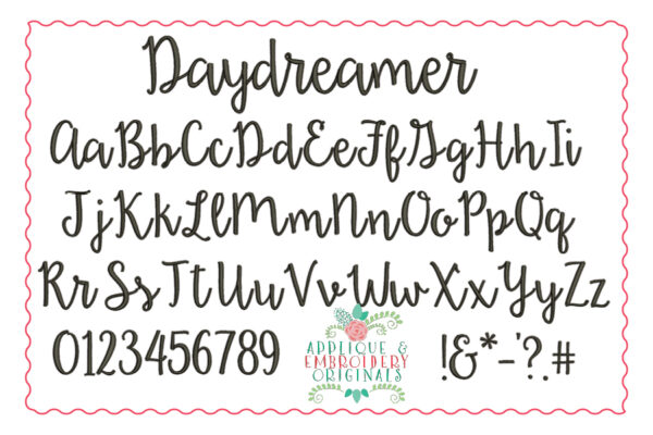 550 Daydreamer Script Embroidery Font - Image 2