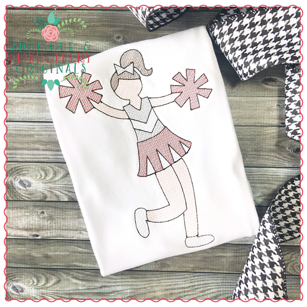 551 Cheerleader Spirit Sketch Quick Embroidery Design