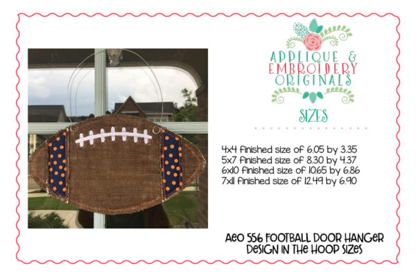 556 Football Game Day Door Hanger In-The-Hoop Applique Design - Image 3