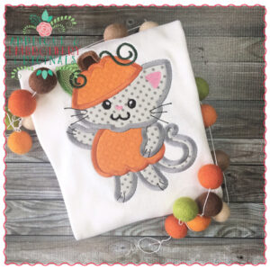 578 Pumpkin Kitty Cat Applique Design