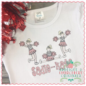 581 Cheerleader Trio Sketch Embroidery Design