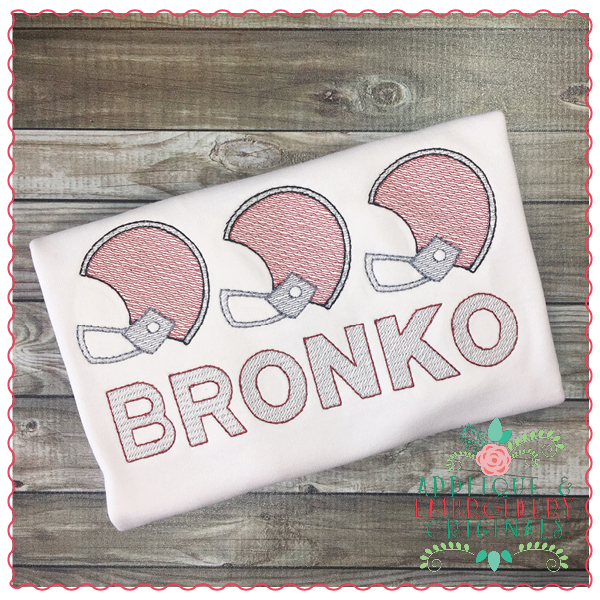 582 Football Helmet Trio Sketch Embroidery Design