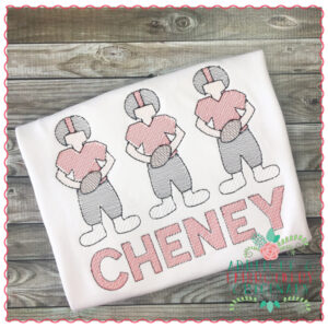 583 Football Player Trio Sketch Embroidery Design