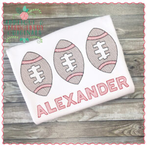 584 Football Trio Sketch Embroidery Design