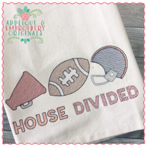 586 Football Megaphone Helmet Trio Sketch Embroidery Design