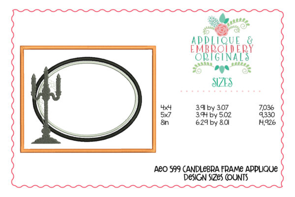 599 Candleabra Frame Applique Design - Image 3