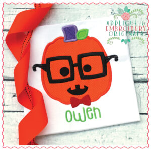 629 Nerdy Pumpkin Glasses Applique Design