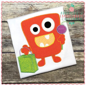 635 Monster Lollipop Treat Bag Applique Design