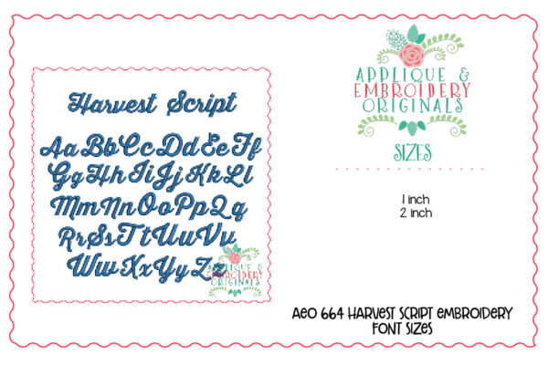 664 Harvest Script Embroidery Font - Image 3