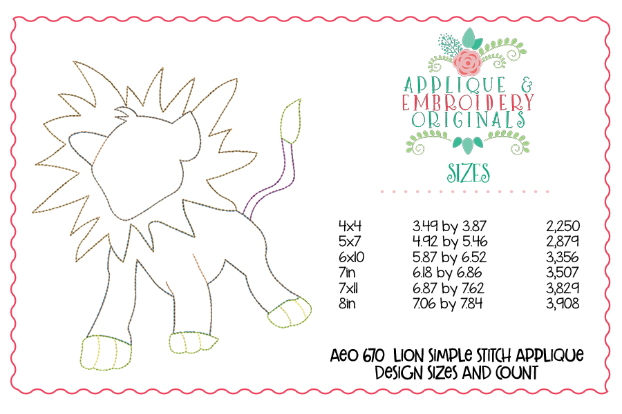 AEO 670 Lion Simple Stitch 1