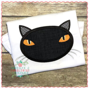 671 Halloween Cat Face Monogram Frame Applique Design