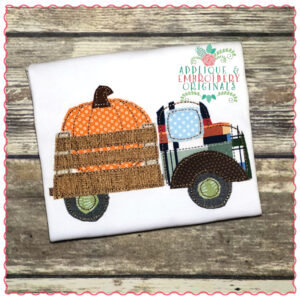 682 Antique Truck Pumpkin Simple Stitch Applique Design