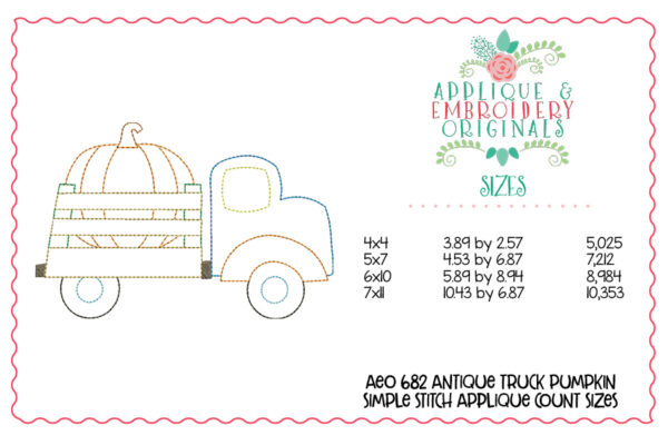683 Antique Vintage Truck Simple Stitch Applique Design - Image 3