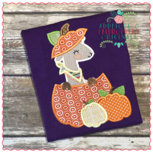 689 Llama Pumpkin Applique Design