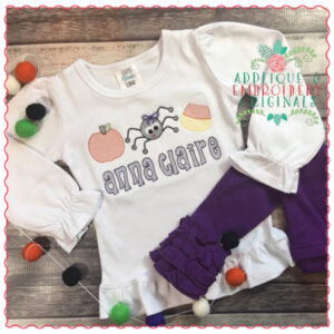 691 Pumpkin Spider Bow Girl Candy Corn Trio Sketch Embroidery