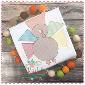 699 Thanksgiving Turkey Sketch Embroidery Design