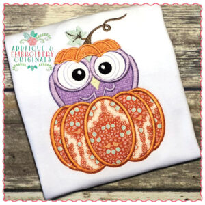 702 Peeking Pumpkin Owl Applique Design