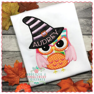 704 Witch Owl with Hat Applique Design