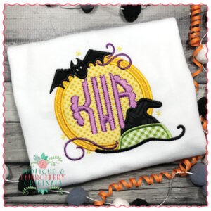706 Witches Hat Monogram Circle Applique Design