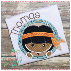711 Native American Boy Head Applique Design