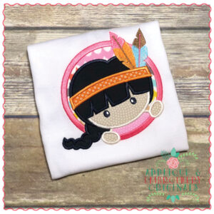 712 Native American Girl Head Applique Design