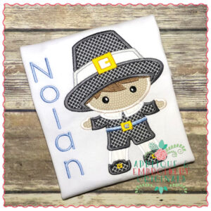 715 Pilgrim Quaker Boy Font Applique Design