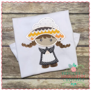 716 Pilgrim Quaker Girl Font Applique Design