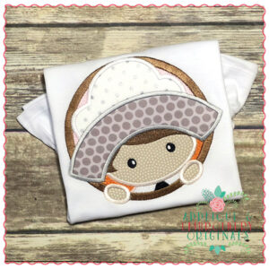 718 Pilgrim Quaker Girl Head Patch Applique Design