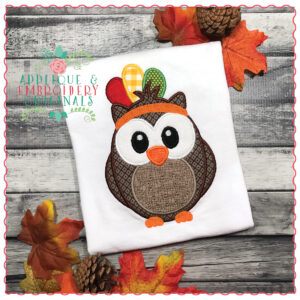 723 Indian Owl Applique Design Thanksgiving Applique Design