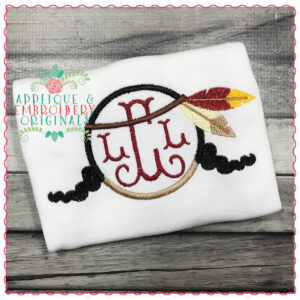 724 Native American Braids Monogram Circle Embroidery Design