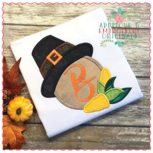 727 Pilgrim Corn Boy Frame Circle Applique Design