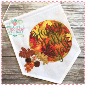 743 Acorn and Leaves Monogram Frame Applique Design