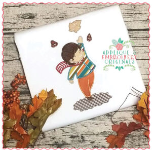 750 Boy in Leaves Applique Design