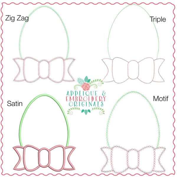 924 Bow Egg All-In-One Applique Design - Image 2