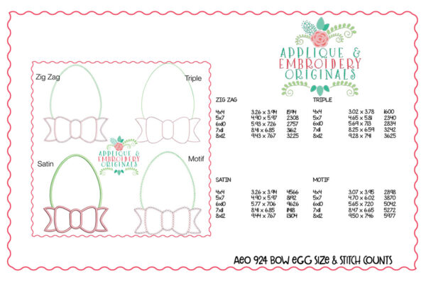 924 Bow Egg All-In-One Applique Design - Image 3