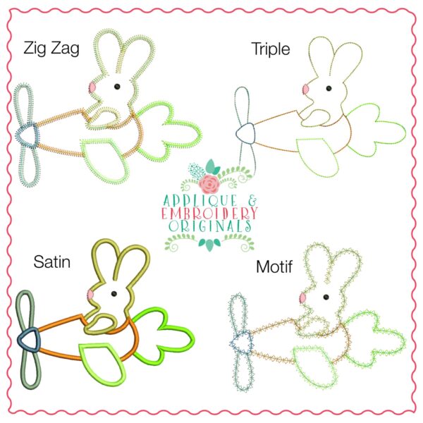 925 Bunny Plane All-In-One Applique Design - Image 2