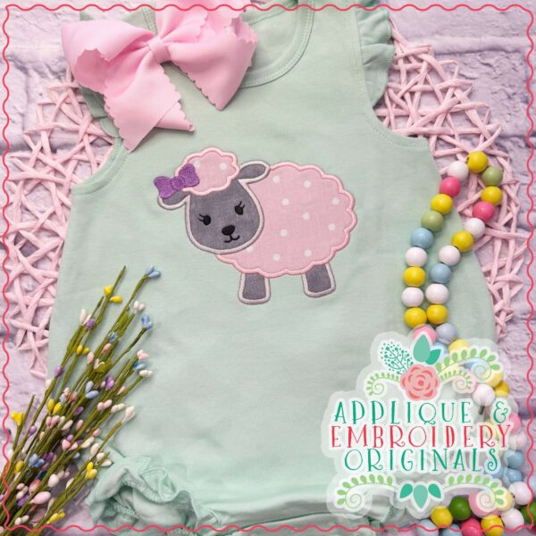 929 Lamb Girl All-In-One Applique Design - Image 3
