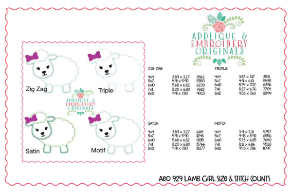 929 Lamb Girl All-In-One Applique Design - Image 5