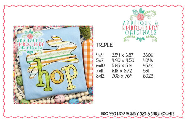 930 HOP Bean Triple Stitch Applique Design - Image 2