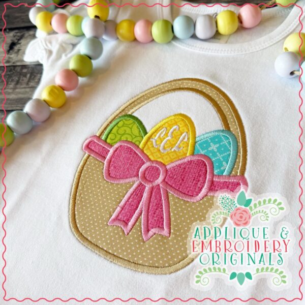 960 Easter Basket with Bow All-In-One Applique Design - Image 2