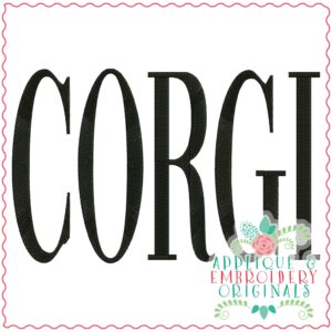 3823 CORGI Word Art Embroidery Design