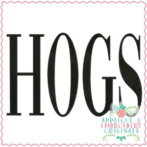 3898 HOGS Word Art Embroidery Design