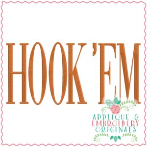 3598 HOOK 'EM Embroidery Design