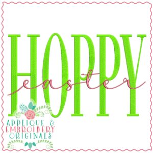 3743 HOPPY Easter Word Art Embroidery Design