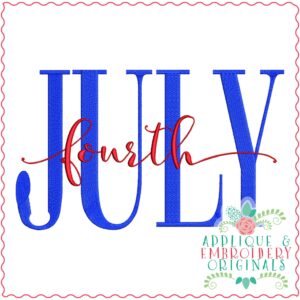 3930 JULY fourth Word Art Embroidery Design