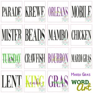 3692 MARDI GRAS Word Art SET Embroidery Design